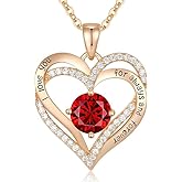 Mingkeda Forever Love Heart Necklaces for Women, Wedding Anniversary, Valentines, Birthday Mothers Day Gifts for Mom, Wife, S925 Silver Jewelry with Birthstone Pendant