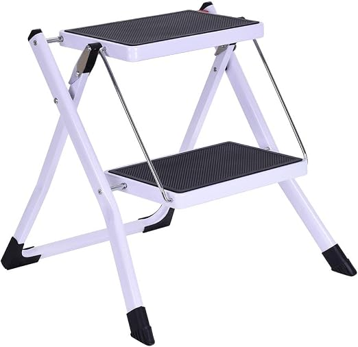 Amazon Com Lutos 2 Step Step Ladder Folding Step Stool 2 Step Ladders With Handgrip Portable Anti Slip Wide Pedal Ladder Safety Household Ladder Stepladder No Handle Kitchen Dining