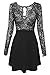 Zeagoo Women's V Neck Lace Floral Open Back Skater Cocktail Wedding Party Dress,Small,Black