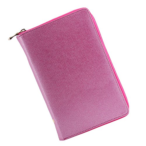 Dachun Nail Art Stamping Plate Round Organizer Holder Zipper Carrying Case 240Slots (Pink)