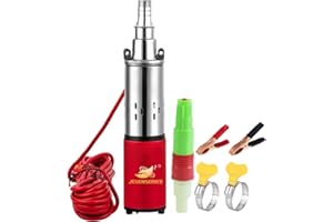 JENENSERIES 12V Deep Well Submersible Pump solar DC 250W Electric Powered Water Pump kits with 1" Outlet Screw Pump max.98ft Lift,396GPH Flow, for Irrigation Agricultural Garden Home
