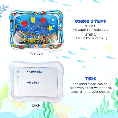 image for JUEQI Tummy Time Water Mat, Perfect Inflatable Water Play Mat for Infa