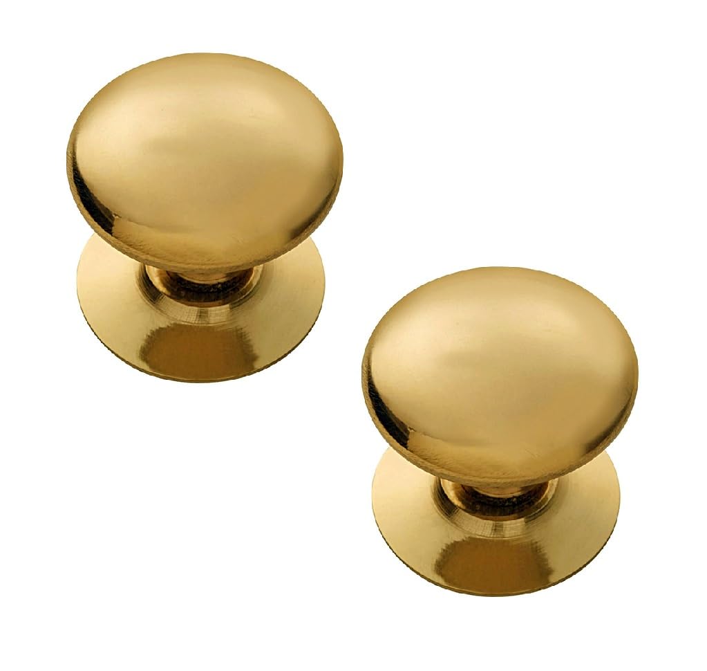 Merriway BH04910 (2 Pcs) Victorian Cupboard Cabinet Door Knob Brass 32mm - Pack of 2 Pieces