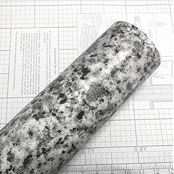 Teemall Light White Granite Look Marble Gloss Film Vinyl Self Adhesive Kitchen Countertop Peel Stick Wallpaper Decal 17.7''x98'' (Terrazzo)