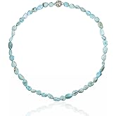 Lii Ji 18" Natural Stone Larimar Beads Crystal Magnet Clasp Necklace