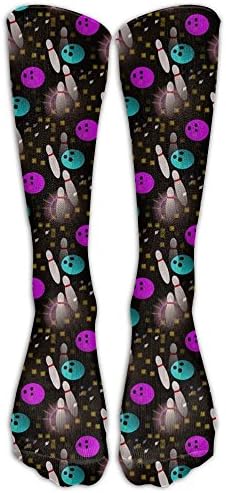 Huadduo Night Fun Bowling Training Socks Crew Athletic Socks Long Sport Soccer Socks Soft For Men Women