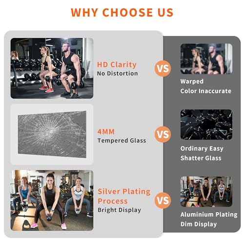 Inbenioso 84''x46'' Exercise Mirror for Home Gym Full Length, Garage Gym Wall Mirror, Large Workout Mirrors Frameless Tempered Glass for Gym, Yoga, Bedroom, Dance Studio, Living Room