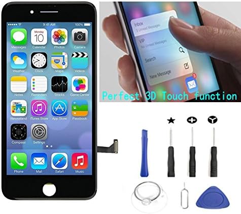 DATTON Compatible With Black iPhone 7 4.7 Inch LCD Touch Screen Replacement Display Digitizer Full Assembly Frame Set With Repair Tool Kit