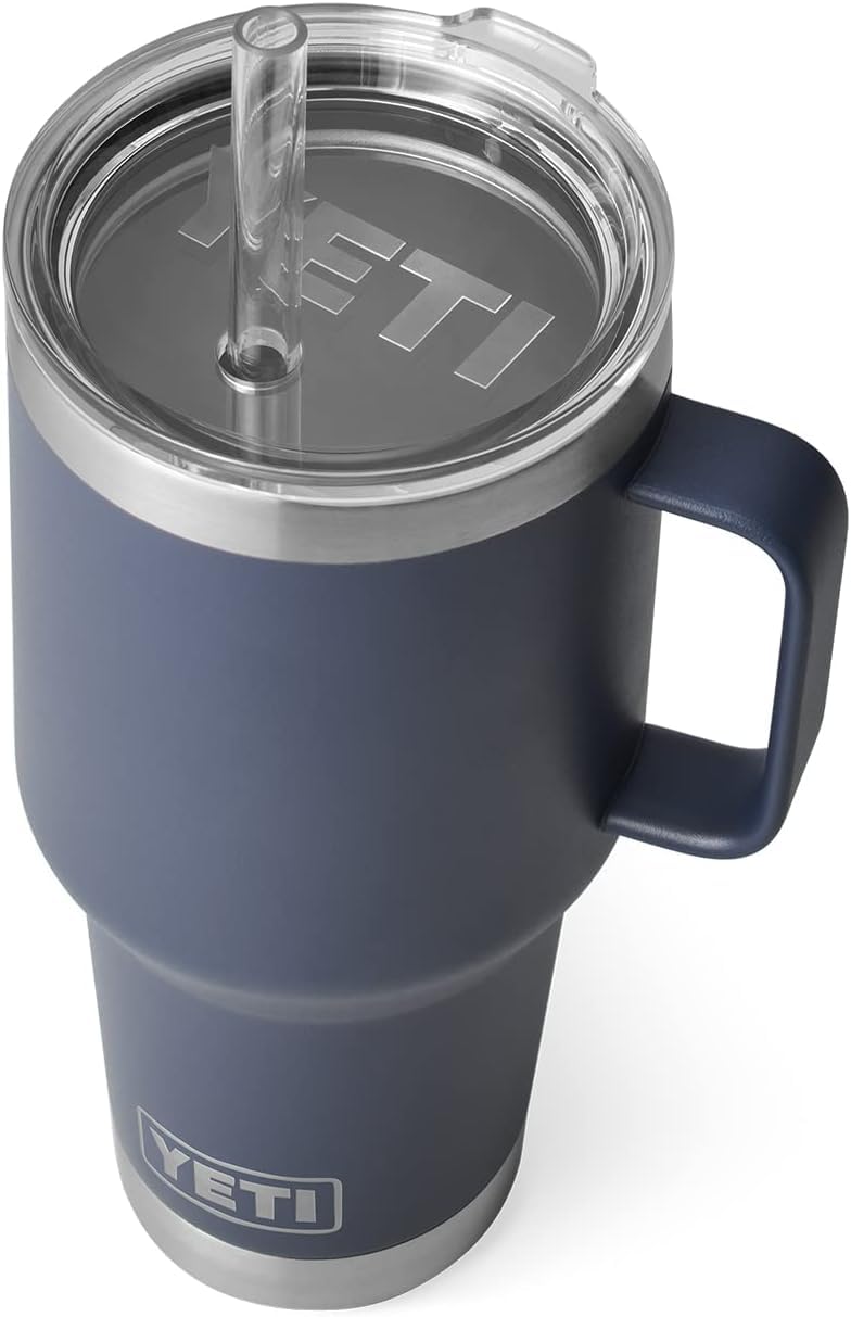 YETI Rambler Straw Mug, Stainless Steel Vacuum Insulated Mug with Stronghold Lid, Navy, 35 oz (1 l)