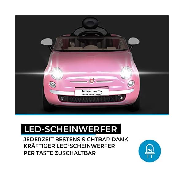 Actionbikes Motors Kinder Elektroauto FIAT 500 - Lizenziert - Mp3 - USB - SD - 2,4 Ghz Rc Fernbedienung - Not Stop… – Bild 7