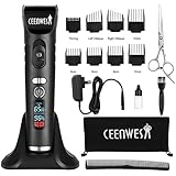 Ceenwes Professional Hair Trimmer Cordless Hair Clippers Rechargeable Beard Trimmer Electric LED Display Haircut Kit for Men and Family Use with Charging Dock, Guide Combs, Scissors, Comb
