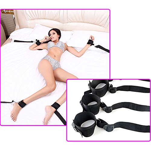 Bondage Restraints Set Kit for Bed Sex Play SM Bondage Toy Gear Wrist and Ankle Cuffs Rope Strap On Harness for Women Couples Lesbian Female