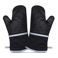 EZONTEQ Oven Mitts, Kitchen Microwave Bake Gloves Pot Holders Heat Resistance of Silicone Non-Slip Surface with Potholder 500 F Heat Resistant Cotton Infill for BBQ Cooking Baking Grilling