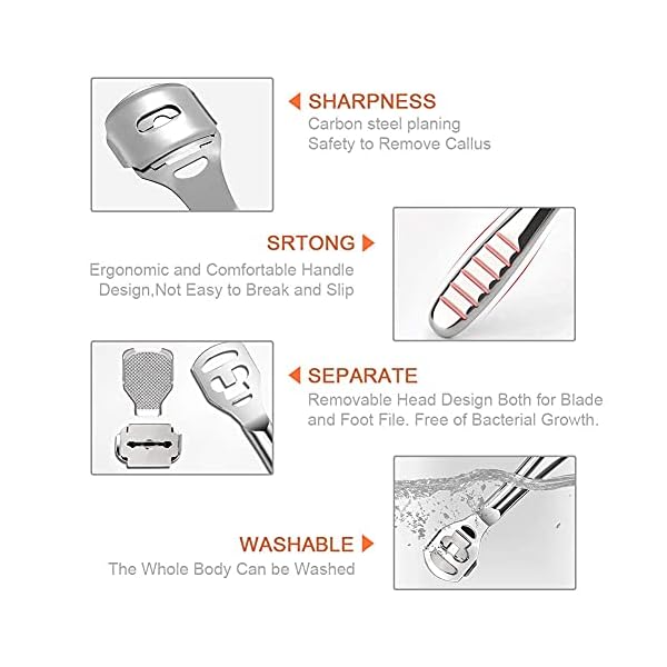 Foot-Scraper-Callus-Shaver-Stainless-Steel-Foot-Rasp-Dead-Hard-Skin-Remover-Foot-File-Sets-for-Heel-Callus-Cracked-Dry-Skin-with-10-Blades-for-Hand-Feet-Pedicure-Foot-Care-Tool-Silver Foot Scraper Callus Shaver - Stainless Steel Foot Rasp Dead Hard Skin Remover Foot File Sets for Heel Callus | Cracked…