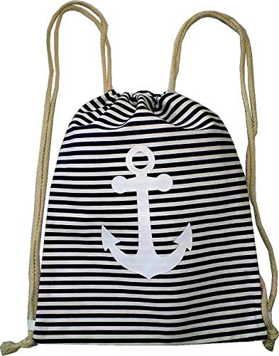 Hipster Bag Rucksack Unisex bag black stripe Gym Bag Canvas Man Bag Canvas Bag Childrens Gym Bag – Anchor 4757 Black