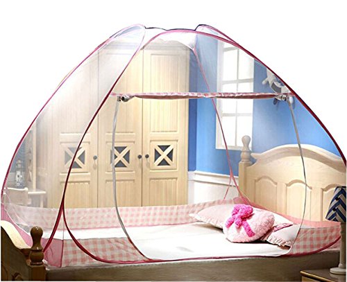 CdyBox Folding Yurt Mosquito Net Tent Canopy Curtains for Beds Kids Playpen Home Decor (1.5X2.0m, Pink)