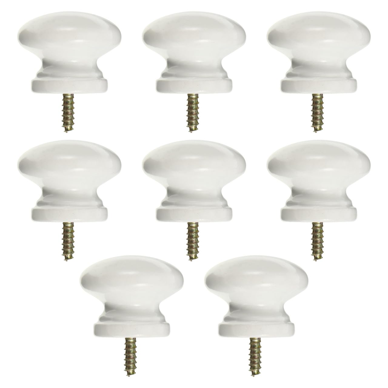 8PCS Round Wood Drawer Knobs White Cabinet Handles with Screws Solid Wardrobe Pulls Dresser Cupboard Closet Furniture Door Knobs DIY Replacement Hardware Kit