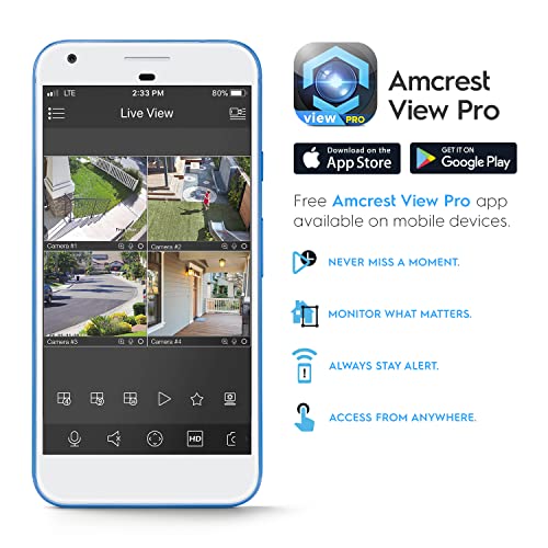 Amcrest 5MP AI Turret IP PoE Camera w/ 49ft Nightvision, Security IP Camera Outdoor, Built-in Microphone, Human & Vehicle Detection, Active Deterrent, 129° FOV, 5MP@20fps IP5M-T1277EW-AI