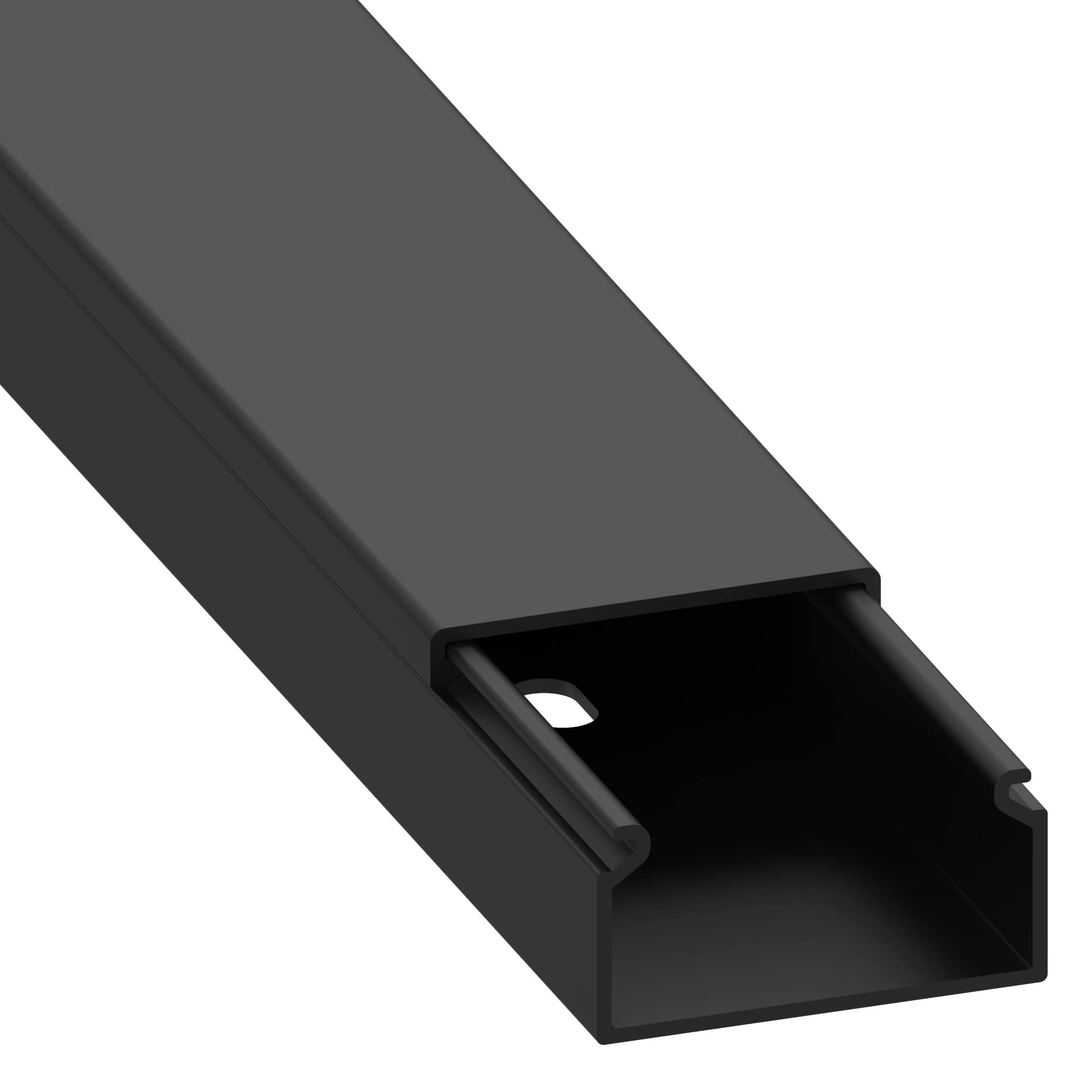 Cablecoach Habengut cable duct (with mounting holes in the base) 15x30 mm made of PVC, colour: black, length 1 m