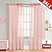 jinchan Sheer Curtains for Girl's Room 84 Inch Length 2 Panels Bedroom Curtains Pink Voile Window Curtains for Living Room Rod Pocket Drapes Light Diffusing Outdoor Curtains
