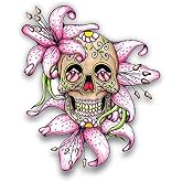 Lilly Flower Sugar Skull Car Stickers Decals Waterproof Car Styling Bumper Stickers For Car Body Door Window Stickers Vinyl 5