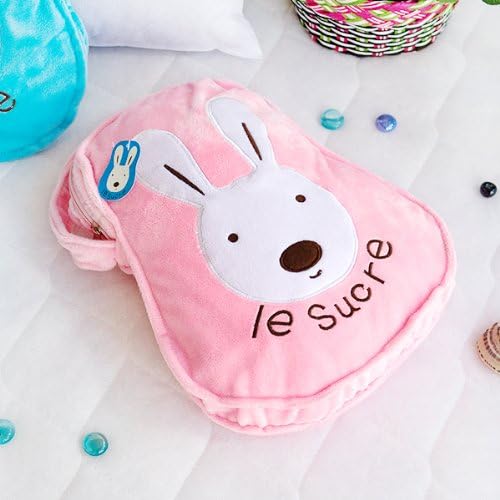 [Sugar Rabbit - Pink] Throw Blanket Pillow Cushion/Travel Pillow Blanket (25.2 by 37 inches)