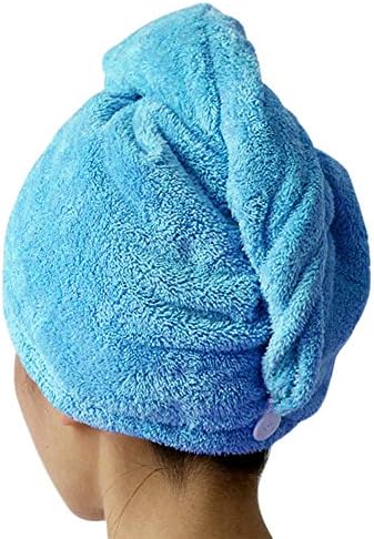 YingUS Microfiber Women Super Absorbent Turban Quick Dry Hair Cap Shower Hat for Bath (Blue)