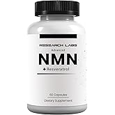 Research Labs Advanced NMN Resveratrol &amp; Betaine (TMG) Longevity Formula &ndash; NAD Cellular Energy, Healthy Aging, Metabolic Support &ndash; Advanced Science Supplement &ndash; Made in USA NAD Supplement Booster