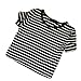 Weixinbuy Womens Sexy Striped T-Shirt Casual Midriff Short Striped Blouse Black