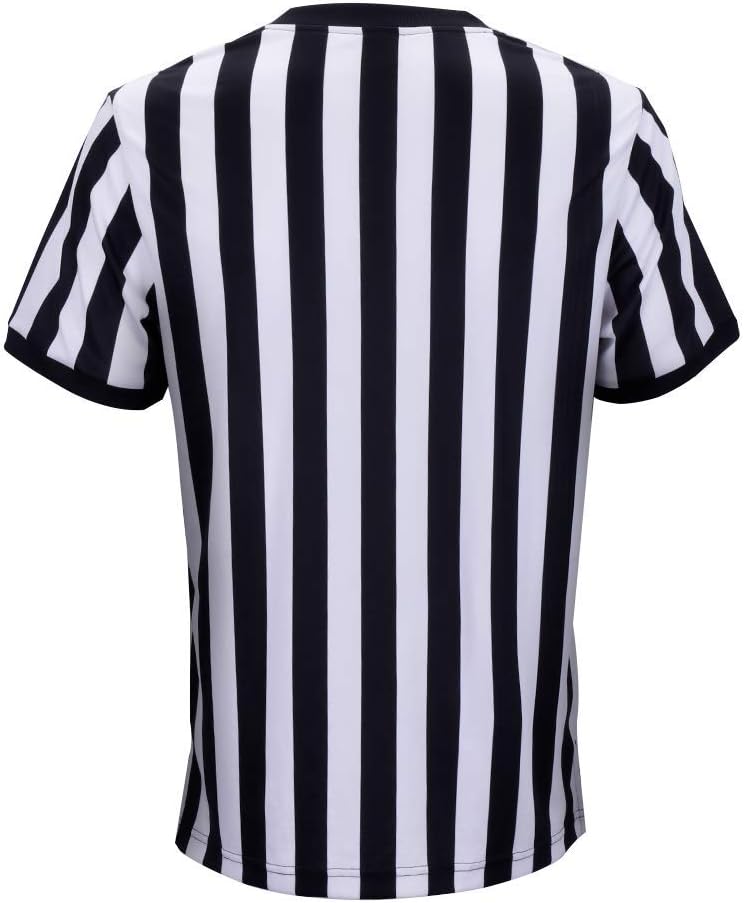 allentian Men's Referee Shirt - Official Black & White Stripe Referee/Umpire Jersey – Pro-Style V-Neck Referee Uniform, Great for Basketball, Football, Soccer: Sports & Outdoors