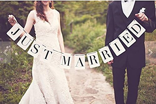 Rectangle Just Married Wedding Bunting Banner Photo Booth Garland Props Bridal Shower Party Decoration Favour