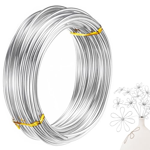 9 Gauge 50 Feet Aluminum Craft Wire，Bendable Metal Armature Wire for Crafts，Jewelry Making，Sculpting，Bonsai Training and Wreath Making(Silver,15 M X 3 mm)