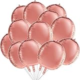 12 Packs 22 Inch 4D Balloons Large Foil Balloons Sphere Foil Balloons 4D Round Balloons for Birthday Wedding Baby Shower Party Decors (12 Packs, Rose Gold)