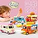 ZHENDUO Pull Back Cars, Food Truck Vehicle Toy Car with Music & Light and Openable Doors & Awning, Ice Cream Toy Cart, Alloy Toy Trucks Friction Car Toys for Boys Girls Ages 3+ Years Old