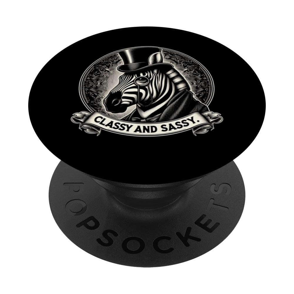 Classy and Sassy Zebra Top Hat PopSockets Swappable PopGrip