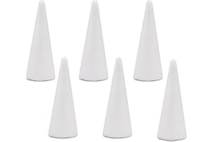 Crafare 6 Pack Foam Tree Cones Polystyrene Cone 2.75x7.87Inch for Christmas Tree Project Making Wedding Table Centerpiece Arts Crafts Supplies and Floral Arrangement