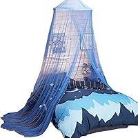 Uarter Bed Canopy Mosquito Net for Kids Bed Conical Curtains Kids Play Tent with Stars for Boys and Girls, Installation-Free, Blue/White (Blue)