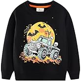 MINDSHELF Boys Halloween Sweatshirt Toddler Kids Long Sleeve Shirt Skeleton Glow in the Dark Pullover Sweater Holiday Clothes
