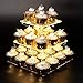 Vdomus 3 Tier Acrylic Cupcake Stand Pastry Stand with LED String Lights Dessert Tree Tower for Birthday/Wedding Party Cupcake Tray Cupcake Holder, Warm, Cup Cake Tier Stand, Led Cupcake Stand