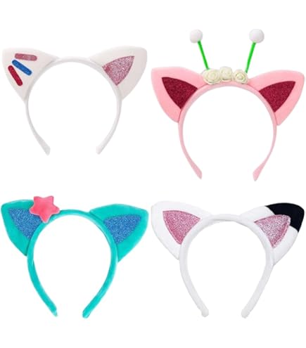 Lot De 3 Bandeaux Oreilles De Chat En Peluche – Tigre, Vache, Léopard – Cosplay Et Fêtes