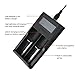 2-Bay Smart Li-ion Battery Charger, for 18650, 26650, 18500, 17335, 3.7V AA, AAA Rechargeable Lithium Batteries, Flashlight Torch headlamp Charger, USB Port Dual Channel with LCD