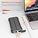 GOODaaa Power Bank Wireless Charger 36000mAh Built in 4 Cables Six Outputs 18W Fast Charging Power Bank for All Mobile Devices Three Inputs Solar Portable Charger with Dual Flashlights, Carabiner
