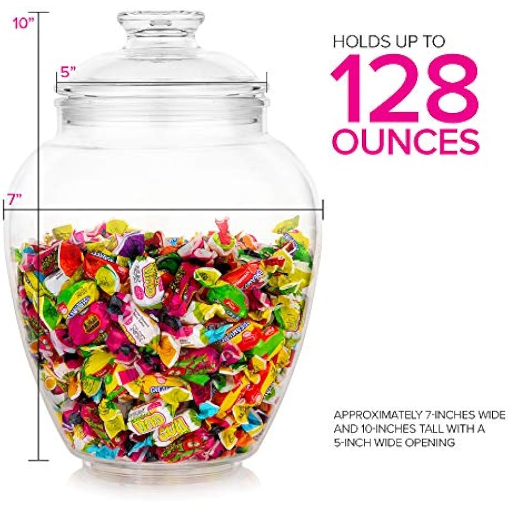 128Ounce Candy Jar With Lid, Premium Acrylic Clear Apothecary Jar