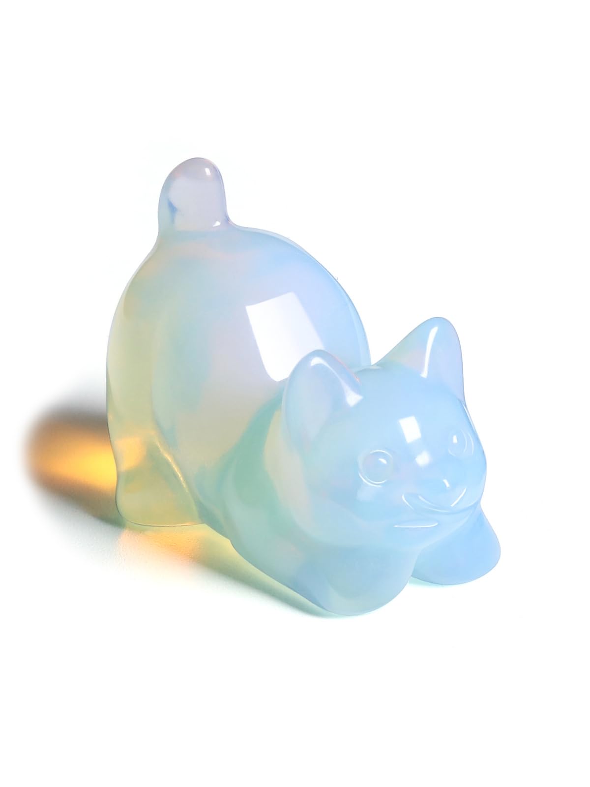 CrystalTears Opalite Crystal Cat Figurine Ornament for Cat Lovers Cute Cats Gifts for Women Healing Crystals Gemstone Cats Statue for Home Office Desk Decor, Good Luck Crystal Gift for Christmas