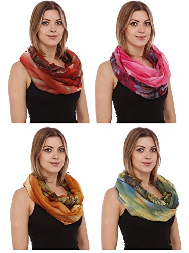 Gilbin Lightweight Stylish Beautiful Summer Oil Paint Classic Pattern Infinity Scarf 6 Pack