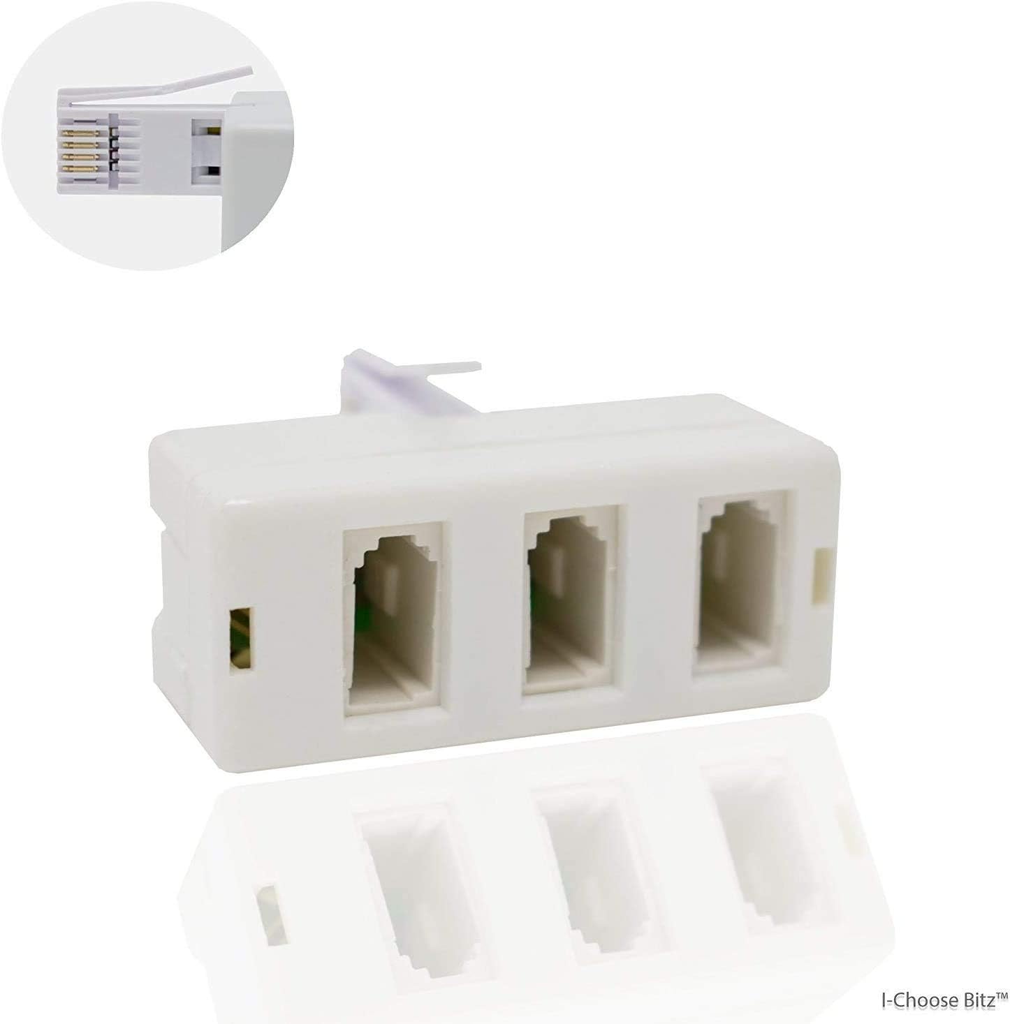 BT Splitter Plug to Telephone Socket Adaptor/Male to Female/White / 3Way/iCHOOSE BigaMart
