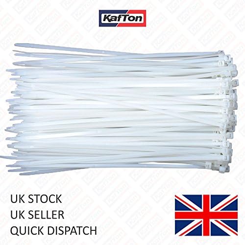 Kafton Nylon Cable Ties 250mm x 4.8mm Natural Zip ties Zip tie Wraps - Pack of 200
