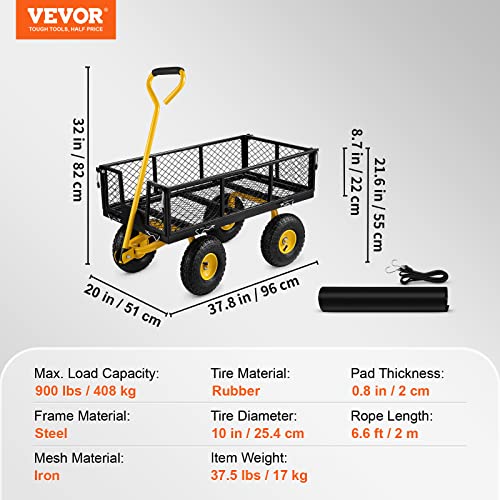 VEVOR Steel Garden Cart, Heavy Duty 900 Lbs Capacity, With Removable