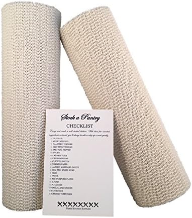 Non Slip Shelf Liners for Kitchen Cabinets Rubberized Mat Roll (12” x 20’ Each) (2 Pack) Plus Pantry Checklist (White)