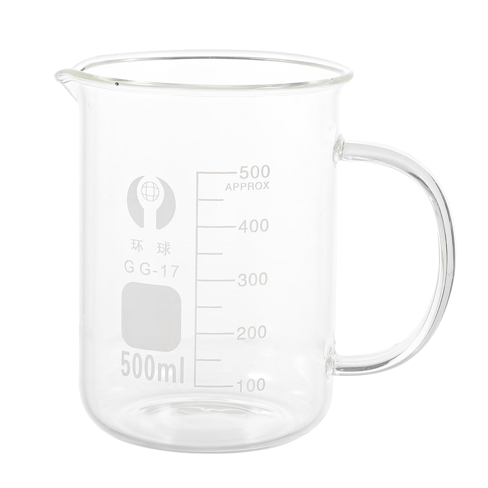 iplusmile 500ML Glass Measuring Cup for Lab or Kitchen, Glass Graduated Measuring Beaker with Handle with Easy Pour Spout